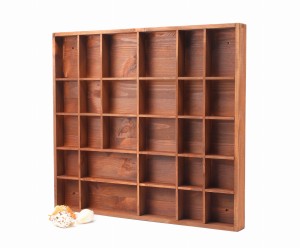 Display Box 28 compartments natural wood stained brown