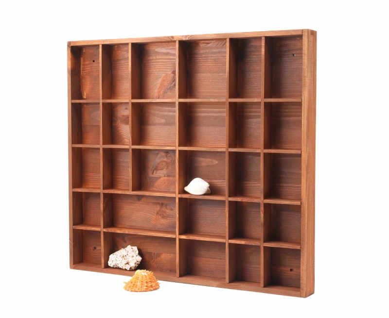 Wooden Display Box 28 Teak Sea Shels