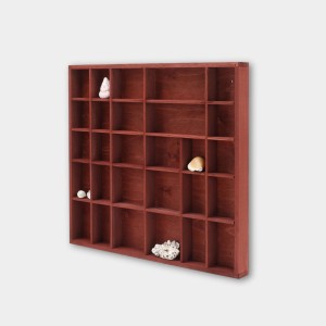 Drewniany organizer 28 przegródek bordo – na biurko do domu